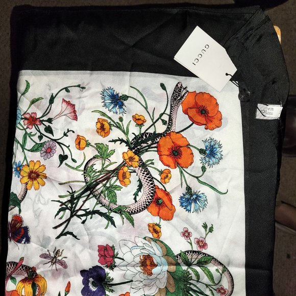 Gucci Silk Flora Snake Scarf
